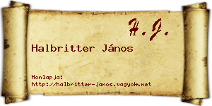 Halbritter János névjegykártya