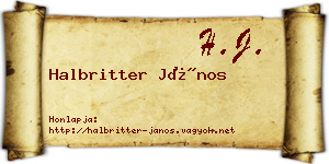 Halbritter János névjegykártya
